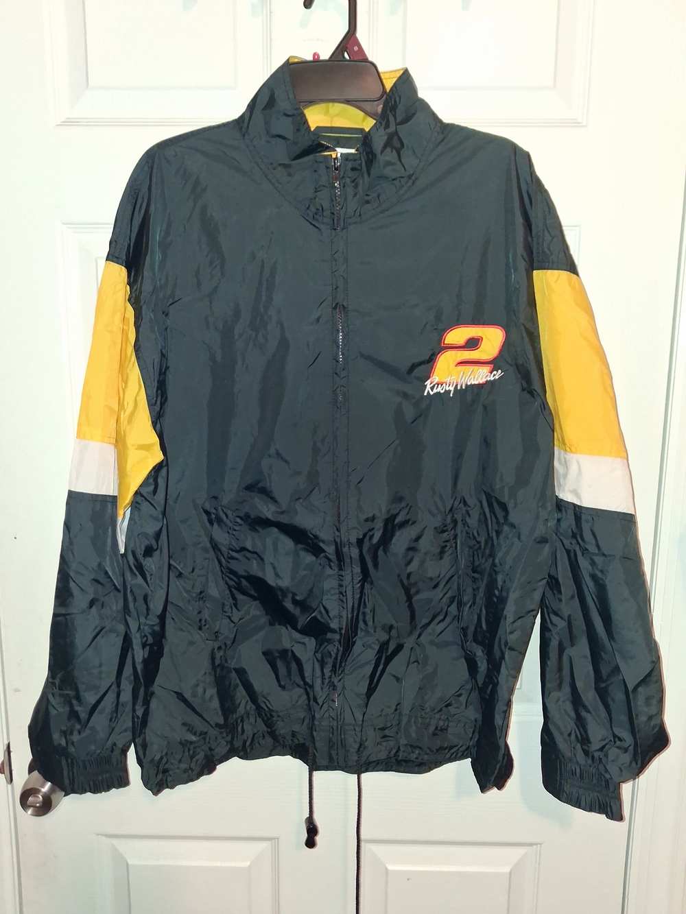Nascar Black and Yellow Windbreaker Jacket with Racing Patch